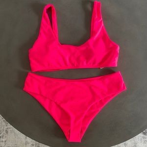 Neon pink Shein two piece bathing suit. Never worn, new with tags.